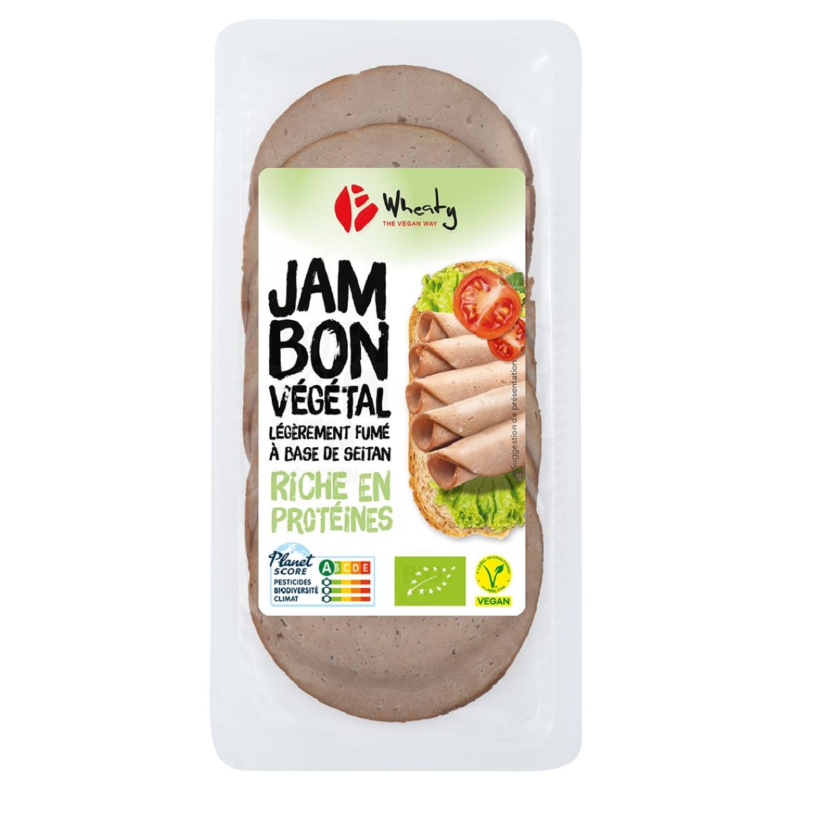 Jambon végétal bio Wheaty, 100 g