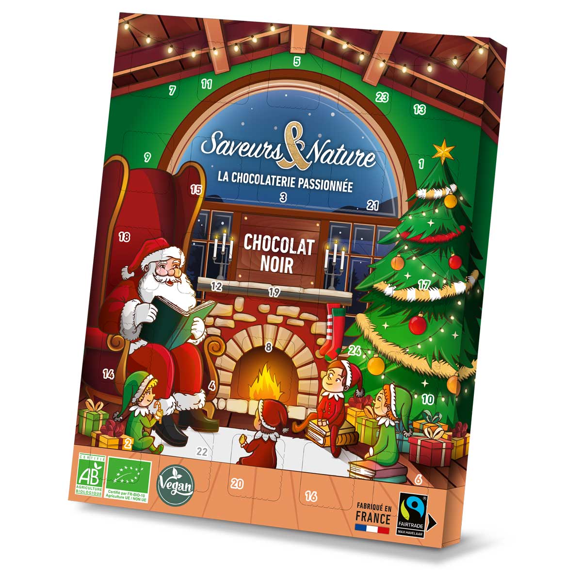 Calendrier de l'Avent au chocolat noir Saveurs & Nature, 115 g