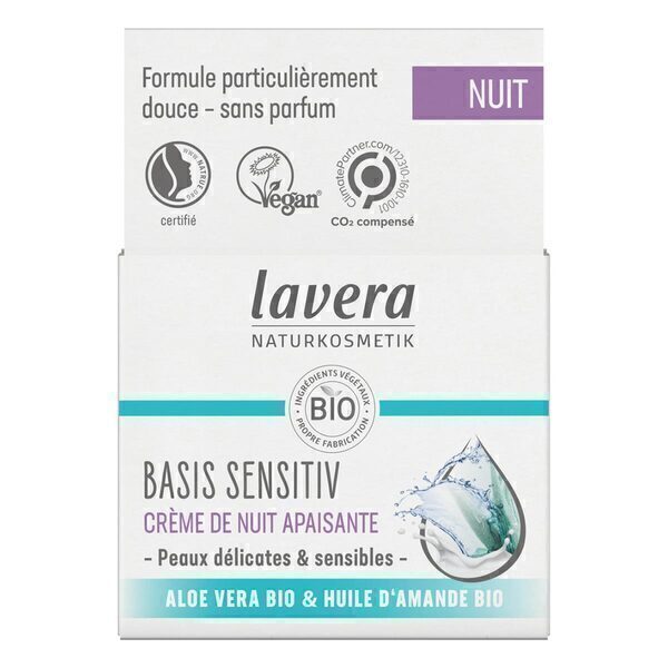 Crème de nuit apaisante Basis Sensitiv Lavera, 50 ml