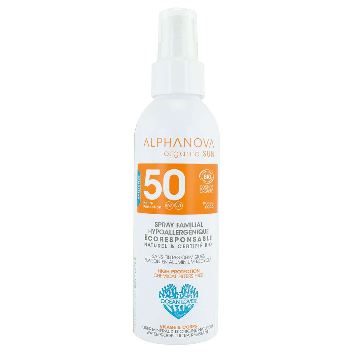 Spray solaire familial SPF50 Alphanova, 150 g